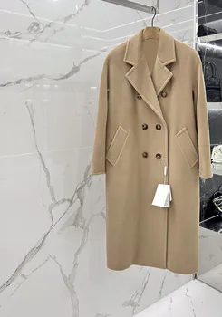 2023 в Есенно-зимната мода, Нова дамски дрехи, Кашемировое однотонное палто с колан 1005