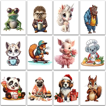 5D САМ Диамантена живопис, милото животно, панда, на кучето, на Коледна Украса За дома, Пълна с Кръгла и Квадратна Диамантена бродерия, мозайка за кръстат бод