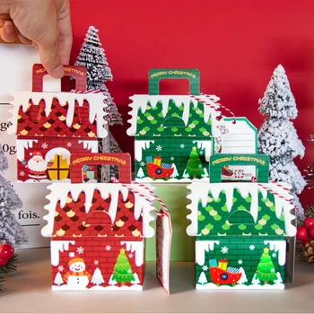 Преносима кутия за опаковане на подарък шоколадови бонбони във формата на къща за коледно парти с принтом Пряничного Човек на Дядо Коледа, рожден Ден, коледа, Коледни аксесоари
