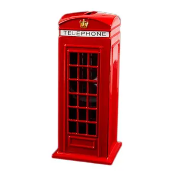 Метална Червена Британската Английски език на Лондонската Телефонна Будка Банка Банка Монети Спестовна Гърне Прасенце Червена Кутия Телефонна Кабина 140X60X60Mm