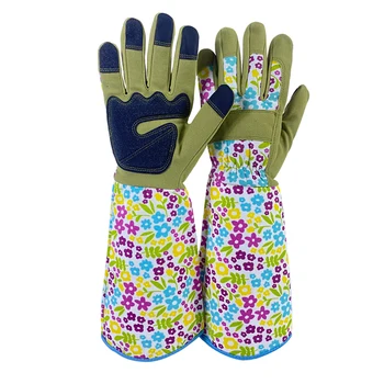 Дълги градински ръкавици в едно цвете, за жени, ръкавици, които предпазват от шипове, градински ръкавици за подрязване на рози със сензорен екран, дишащи, работни ръкавици