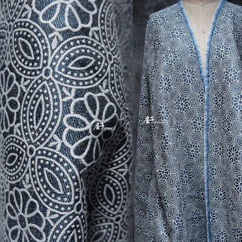 Жаккардовая кърпа Синя линейна линия Следа Чанта Пола Дизайнер на дрехи от Плат за шиене със собствените си ръце памук, Полиестер материал