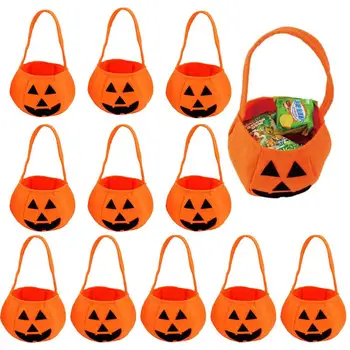 Сладък преносим чанта от тиква за Хелоуин, торбичка за бонбони с изненада или угощением, тъкани торби-лотария Честит Хелоуин тиква за парти