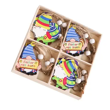 Великден Джудже Украса, Ръчно изработени Великденски парти Великденски яйца Джуджетата Изящни изделия от дърво, Декорация С въжета Автомобили окачване за дома