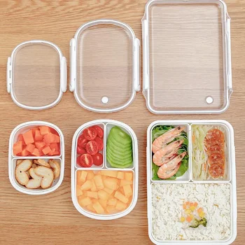 Контейнер за обяд Фланец Училище кутия за храна Преносим Bento Box за деца С 3 отделения на Контейнера за храна за пикник