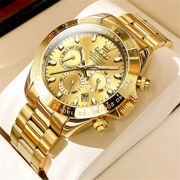 Мъжки механичен часовник OLEVS, луксозни златни Автоматичен часовник от неръждаема стомана, мултифункционален мъжки часовник Relogios Masculino