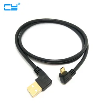 Висококачествен позлатен щепсел дължина 15 см на 50 см от левия ъгъл на наклон 90 градуса USB A мъжки към Micro USB штекеру с прав ъгъл на предаване на данни кабел за захранване