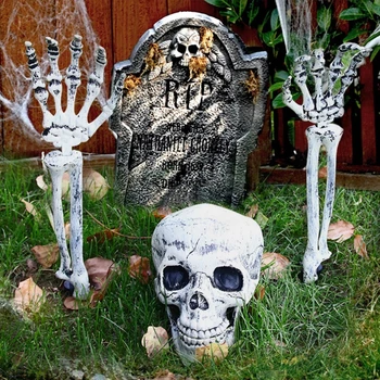 Скелет на главата под формата на черепа на Хелоуин, градински брой, скелет за главата, Градински фигурки D