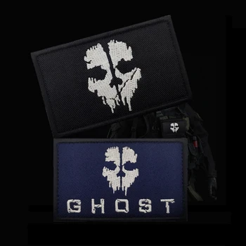 Маска на Призрак на Call of Duty Бродирана Нашивка Тактически Икона на Бойния Дух на Раницата Стикер на Яке Кука и Контур, IR-Ленти за Дрехи