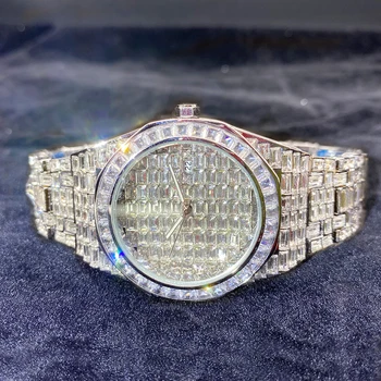 Популярната модна марка 2023 година, водоустойчив кварцов мъжки часовник с светящимся диамантен пръстен