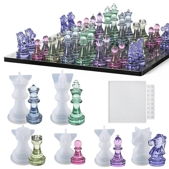 Нови 3D Международни шах, епоксидна смола, силикон форма, Форма за фигури, Бижута инструмент за Коледно парти ръчно изработени, 1 бр.