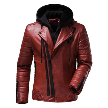 Зимна модерно мъжко кожено яке с качулка, пуховик, водоустойчив яке големи размери, дебели якета
