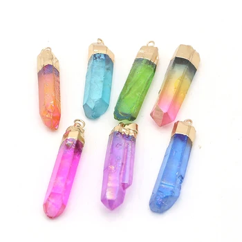 Висулки от естествени камъни, Блестящи Кристални висулки Рейки Лекува Цветни кристални Махала за производство на бижута и Аксесоари за колие със собствените си ръце