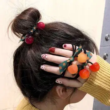 Японската череша превръзка от неопрен за коса, дъвка за момичета, Корейски лък, въже за коса, аксесоари за коса за момиченца