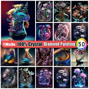 YiMeiDo 100% От декорация под формата на кристали и диаманти, чанта с цип във формата на лотос, Диамантена бродерия, цветя, кристали, мозайка, кръгла бормашина, занаяти, изобразително изкуство