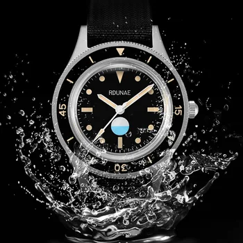 Мъжки Механичен часовник самостоятелно ликвидация Sport Military R6TR Diver Реколта Флуоресцентни Часовници Pot Glass MovemNAent RDUE 40mm водолаза Watch