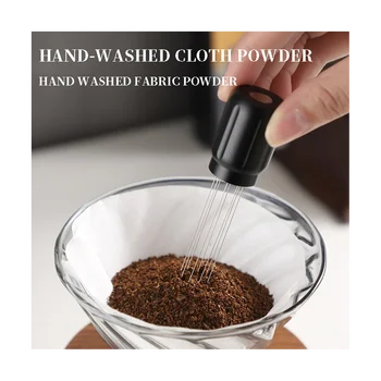 2 елемента Кафе салфетка Прахово игла от неръждаема стомана, игольчатая мешалка, за насипни прахообразни вещества със стойка за съхранение