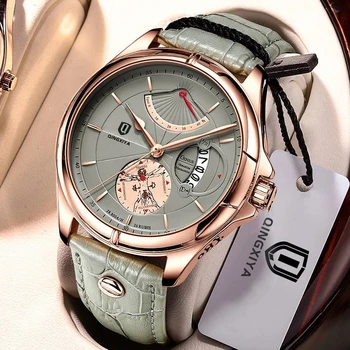 QINGXIYA Мъжки часовници Най-добрата марка на Луксозни Дата на Кварцови часовници за мъже с Висококачествена кожа Спортни водоустойчив часовник Relogio Masculino