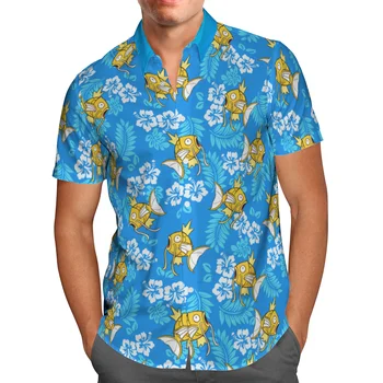 Риба Аниме 3D Хавайски Плаж 2023 Лятна Синя Риза С Къс Ръкав Градинска Облекло Оверсайз 5XL Camisa Social Chemise Homme