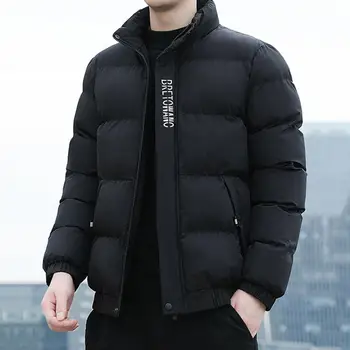 Памук палто за стилни палта памук стилен Зимни мъжки памучен яке ветрозащитный дизайн джоб яка с ревери, кратко дневно