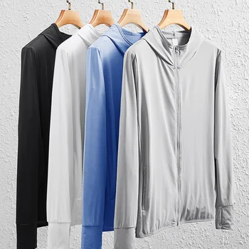 MRMT 2023 Напълно нова солнцезащитная мъжките дрехи Трикотажная от ледената коприна с дълъг ръкав за двойки, улични блузи за мъже, върхове