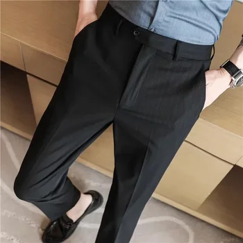 2023 Нови мъжки бизнес панталони на райета, модерен мъжки класически панталони за сватбени партита, Размер 28-38