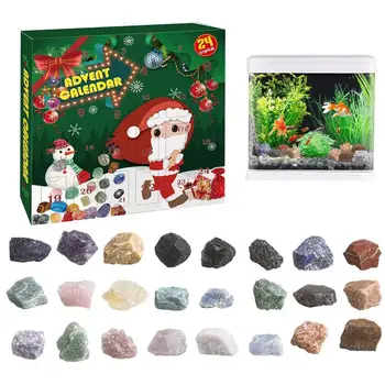 Коледен календар за обратно броене 24 дни Изненади Коледен календар образователни играчки, колекция камъни Коледни подаръци от естествени минерали