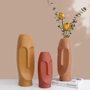 Керамична ваза за лице Nordic Моранди Декорация на дома, Хол, маса за Хранене договореност Украшение Плот за верандата Сухи Вази