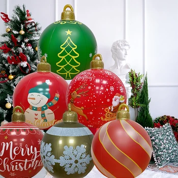 60 см Коледен Надуваем Декоративен PVC Топка Гигантски Големи Топки На Открито Коледни Коледни Декорации Играчка Топка Коледен Подарък