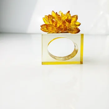 4 БР. Цветето е ръчно с квадратна пръстен за салфетки за сватба Безплатна доставка