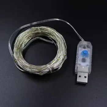 1 бр. led гирлянди 10 М 100led 5 се захранва от USB външен топъл бял/RGB меден проводник Коледен фестивал украса на сватбени партита