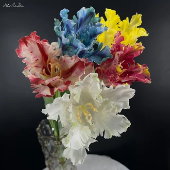 Висококачествени маслени бои SunMade, голям лале, подобен на писалка, Изкуствени цветя на допир, домашен сватбен декор Flores Artificales