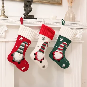 Нови Коледни чорапи възли без лице, Кукла на Рудолф Детски пакет за бонбони Оформление на сцената на Коледна украса за дома