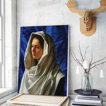 Арсен Курбано Женски шал Картина върху платно Религиозен фигура Плакат HD Стенни художествена картина за вашия интериор, спални хол