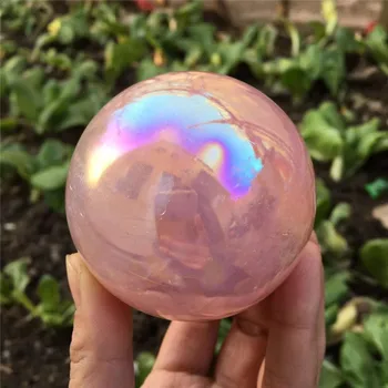 Crystal духовно изцеление, сфера от естествен кварц, Кристална топка от розов кварц в подарък