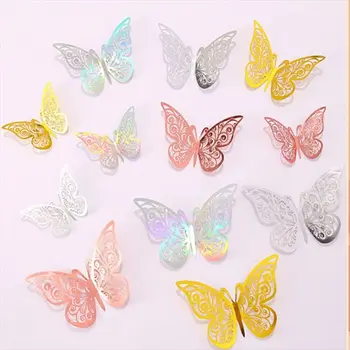 144 бр., Креативна мультяшная стикер за хладилник, 3D Стикери за стена, Куха пеперуда, Начало декор, Хартиени пеперуди