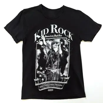 Kid Rock Salute the Troops Band Concert Памучен черна риза унисекс всички размери KK379