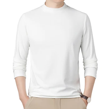 Мъжки пуловер с висока воротом, еластични блузи с дълги ръкави, топли майк, приталенная тениска за есента и зимата