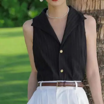 През лятото на 2023 г. Нова женска риза без ръкави, с френски камзолом и шифоновый топ в ретро стил, за връхни дрехи, блуза