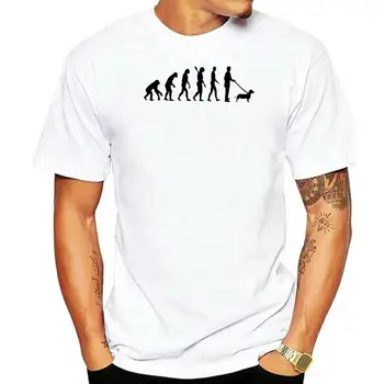 Тениска Teckel, Тениска Evolution Dachshund, Сладка Тениска от 100% памук С Принтом, Класическа Мъжка тениска с къс ръкав Размер Плюс