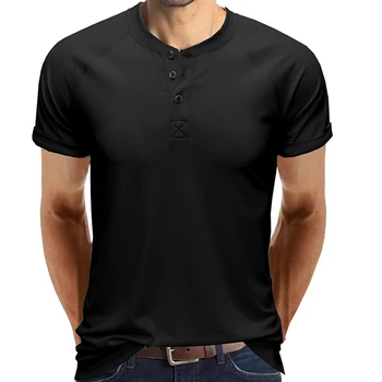 2023 Нова мъжка тениска с кръгло деколте и къси ръкави, мъжка риза на пода-копчета, лятна ежедневни мъжки дрехи, мъжки риза без яка