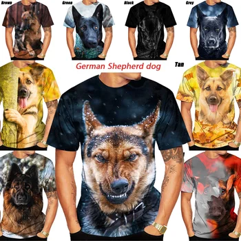 Лятна Модна тениска с 3D принтом кучета, Ежедневни Тениска с кръгло деколте и къс ръкав на немската овчарка