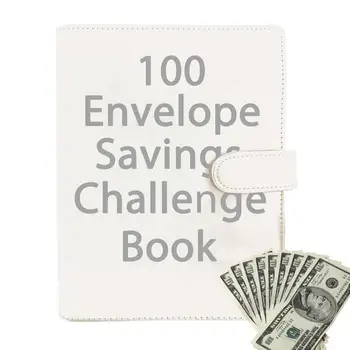 Икономична подвързия 100 пликове Бюджетен подвързия от изкуствена кожа Преносим корици формат А5 за спестяване на пари при пътуване с икономии на бюджета