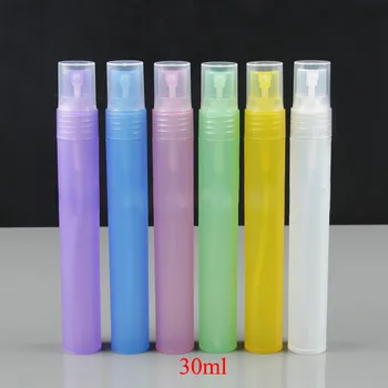 30 мл Празен прозрачен пластмасов флакон-спрей за лед, спрей за грим, парфюми, бутилки за многократна употреба с разноцветни логото на 1000 бр./лот
