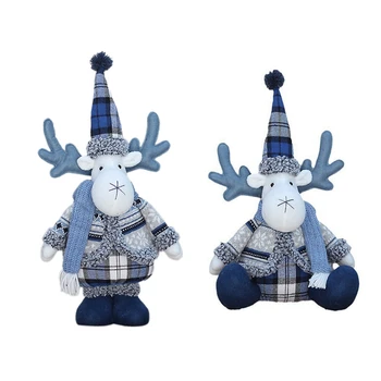 Синята кукла, украса за коледната елха, остроконечная шапка, елен с дълъг уста, коледни декорации за прозорците