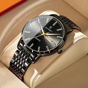 POEDAGAR Бизнес кварцов мъжки часовник Най-добрата марка на Луксозни От неръждаема стомана, военни, Спортни Водоустойчив мъжки часовник Relogio Masculino