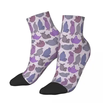 Виолетово-сив чорапогащи Хипопотама Workout, мъжки и дамски пролетни чорапи от полиестер