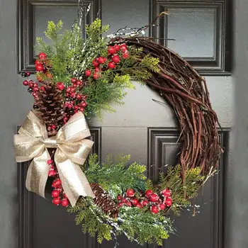 Венец от борови иглички Коледен борова декор Реалистични изкуствени борови клонки за коледната украса на дома многократна употреба изкуствено растение