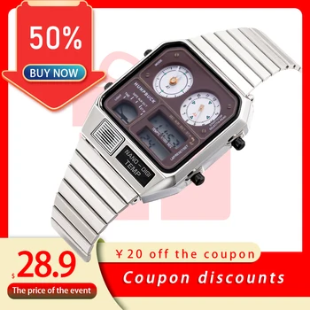 Най-добрите Луксозни Мъжки дигитален Часовник с Обратното Броене на Ремешке От Неръждаема Стомана Водоустойчив Подсветка 3 бара