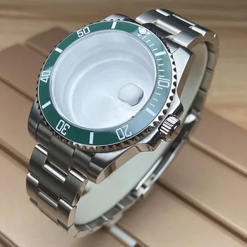 Мъжки часовници 40 мм nh35 корпус от неръждаема стомана, Сапфирен кристал Гривна керамични bezel За nh35 36 miyota 8215 механизъм submarin watch